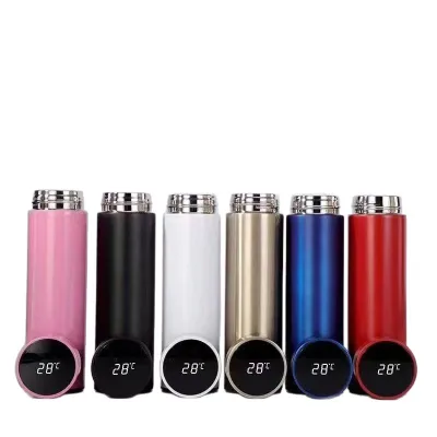Smart Temp Display 304 Stainless Steel Thermos Double Wall Vacuum Insulated Travel Bottle 6 Colors Custom Logo Wholesale Gift