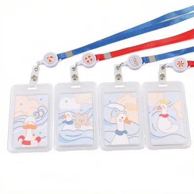 Nurse Accessories Colored Nylon Retractable Lanyards with Vertical Hard Plastic ID Badge Holder for Office Employees Work Pass