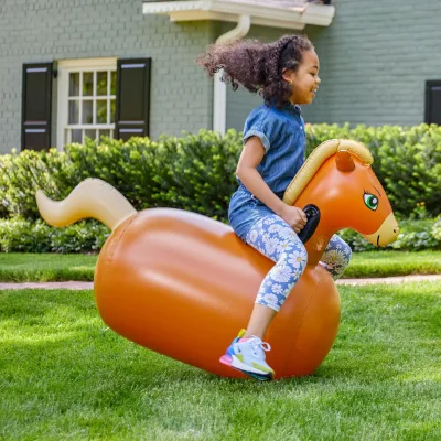 Children's Outdoor Lawn Ride-On Toy Inflatable Bumper Ball Jumping Horse Unicorn Dinosaur Plastic Dog Model for Interactive Play