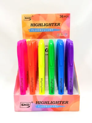 Wholesale SKD S-2500 6 Colors Fluorescent Pastel Highlighter Pens Chisel Tip UV Printing Non-Erasable for School Office