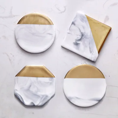 Hot Sale Ceramic Marble Mug coaster with Gold Printing Wholesale