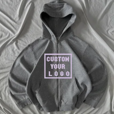 Custom logo Print Embroidery Blank Zip up Hoodie Oversized Raglan Sleeve Zipper Hoodies Heavyweight Cotton Fleece Zipper Hoodies