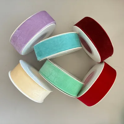 High Quality Customized Ribbon With logo 3MM-100MM Single Side Decorative Velvet Ribbon for Gift Christmas Decoration Festival