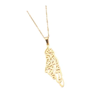 Palestine Map Necklace Stainless Steel Jewelry Pendant for Daily Decoration and Gifts
