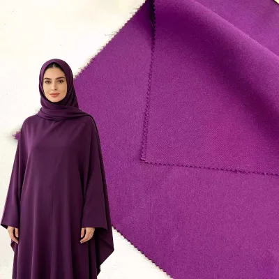 100% Polyester Nida Fabric Plain Woven Material for Muslim Abaya Dress Garment