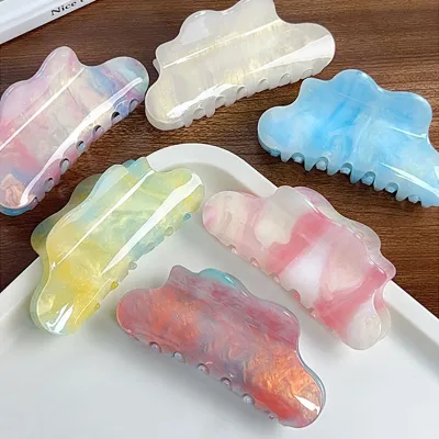 Custom Women Various Patterns Acetate Hair Claw Gradient Clouds Green Hair Claw