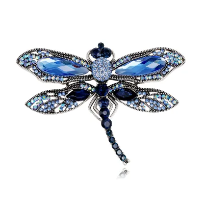 Diamond Dragonfly Brooch Retro Insect Animal Chest Flower with Alloy Plated Brooch Pins for Gifts Parties Weddings