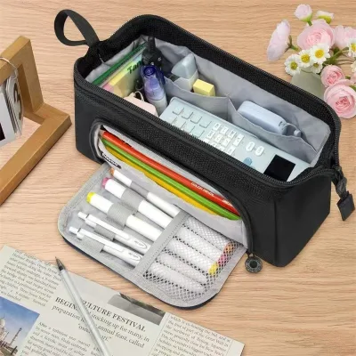 GF High Quality Korean Style Student Fabric Pencil Case Washable Large Capacity School Office Stationery Storage Bag