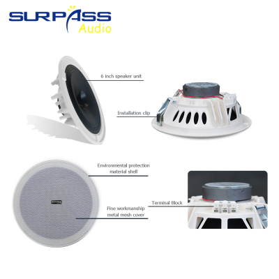 CR615 SURPASS Audio Surround Sound Speakers System 6.5 Inch Ceiling Loudspeakers 8Ohm Roof Sound Equipment/amplifiers/speaker