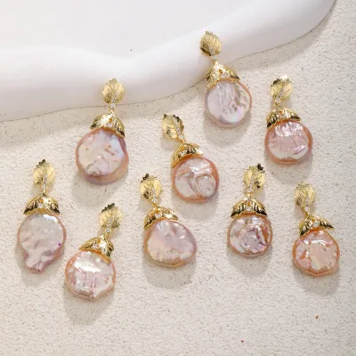 2025 Crystal Fashion Jewelry Pendants Charms Diy Jewelry Gold Copper Leaves Irregular Freshwater Baroque  Pearl