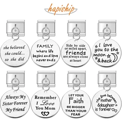 Hapiship Round I Love You to the Moon&Back Charm Italian Links Personalized DIY Making Italian Charm Bracelet Wholesale DJ395