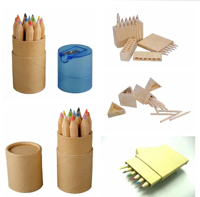 Custom Promotional 3.5 Inch Colored Pencils Mini Color Pencil Set with Custom Logo Wooden Colour Pencils with Kraft Paper Box