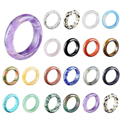Natural Crystal Rose Quartz Plain Band Ring Healing Bracelet Running Beads Gem Stone Minimalist for DIY Wholesales Gift
