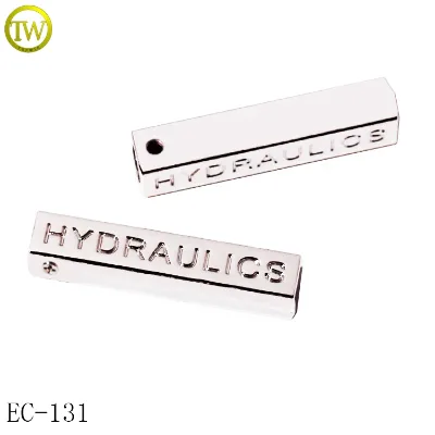 Custom Sweater Rectangle Letter Cord Ends Zinc Alloy Coat Hardware Engraved logo Stopper Rope With Screws