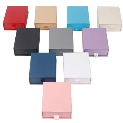 Wholesale Custom Logo High Quality Rectangle Simple Paper Drawer Necklace Pendant Earring Box Jewelry Gift Box Velvet Lining