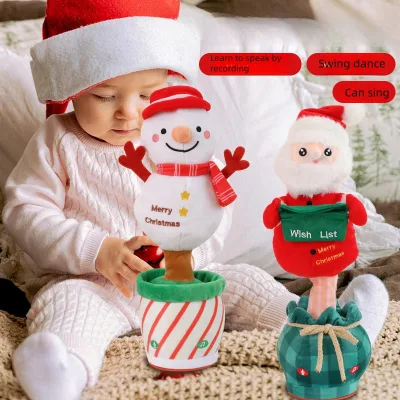 New Electric Stuffed Animal Christmas Gift Will Sing Learn to Talk Recording Christmas Tree Santa Claus Figure