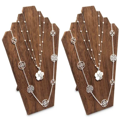 Design 2pcs Lightweight Brown Wooden Bust Easel 8.3W X 4.3D X 13H Necklace Display Stand Jewelry Display Shows 3 Utility Racks