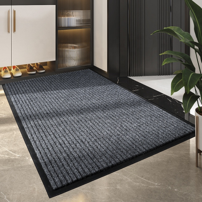 Super Absorbent Striped Floor Mat Outdoor Polyester Mat Entrance Doormat