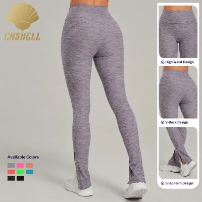 Trend 2026 High Waisted Tummy Control Leggings with V-Back Booty Lift and Adjustable Snap Button Hem for Gym Workout
