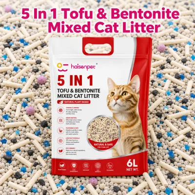 Factory Direct Triple Odor Defense Superior Clumping Cat Sand 5 in 1 Tofu Bentonite Zeolite Activated Carbon Bulk Supply