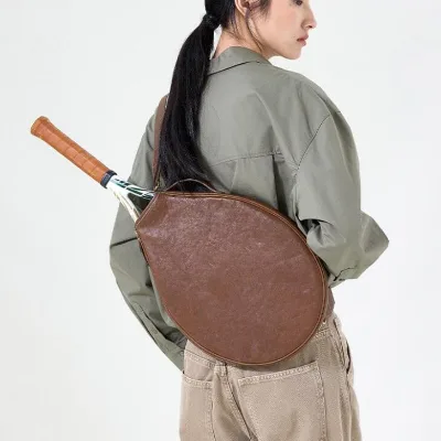 Handcrafted Leather Tennis Racquet Case Leather Cover for Two Tennis Racket