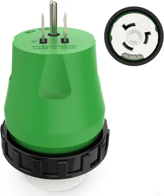 50 Amp to 110 Volt RV Adapter Plug Locking Connector NEMA 5-15P/NEMA SS2-50R Green Made in China