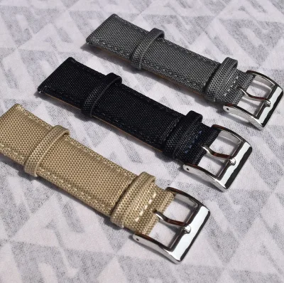 Wholesale High Quality Customized Khaki 18mm 20mm 22mm Nylon Genuine leather watch strap bands