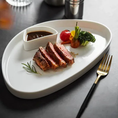 Nordic Straight Steak Western Restaurant Simple Plate Shaped Fish Dish Hotel Kitchen Plate Tableware