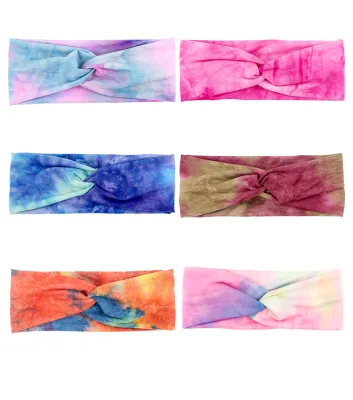 Tie Dye Headband for Women Elastic Twisted Headband Knotted Headwrap Turban Headbands