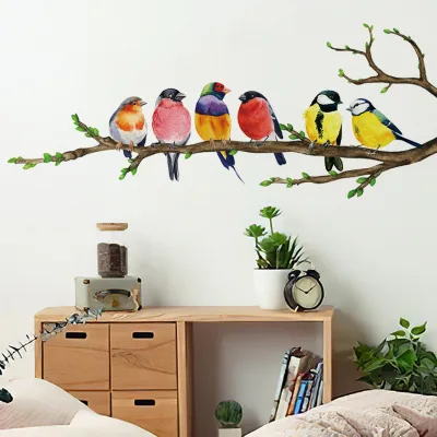 Tree Branches Bird Children Bedroom Room Stickers Kindergarten Home Decoration Self-adhesive Paper