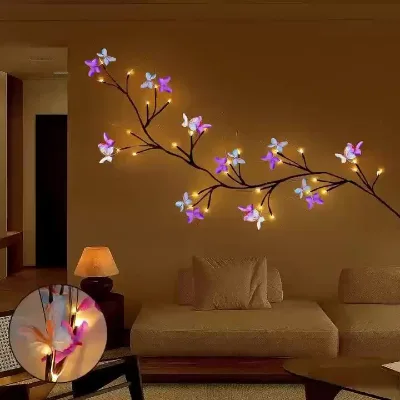 Creative 1.3 Meters Led Ivy String Butterfly Flower Light for Party Holiday Event Christmas New Year Wedding Gift Night Light