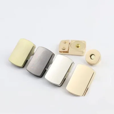 10Pcs 22X33mm Rectangle Bag Magnetic Button Lock Clasp Metal Handbag Pushed Lock Snap Buckle Hook Replacement Closure Accessory