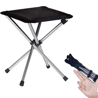 Portable Square Design Camping Stool Folding Chair Compact Lightweight 1.32 lb 12.2in Seat 1800D Oxford Fabric Beach Travel