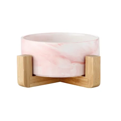 Wholesale New Style 6 Inch Nordic Marble Jar Ceramic Bowl With Wooden Frame
