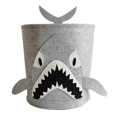 2025 Hot Sale Multifunctional Cartoon Felt Storage Bucket Kids Toys Folding Laundry Basket for Home for Dirty Bamboo Metal