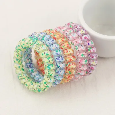 Elastic Colorful Flower Tpu Hair Rubber Bands Telephone Wire Hair Band Springs
