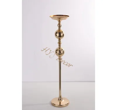 HY Tall Metal Gold Balls Vase Candlesticks Table Centerpieces for Business Event Birthday Wedding and Party
