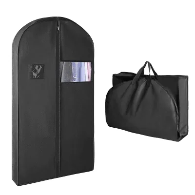 Wholesale Non Woven Men Black Eco Friendly Coat Suit Garment Cover Bag Zipper Waterproof Foldable Dust-proof Durable Garment Bag