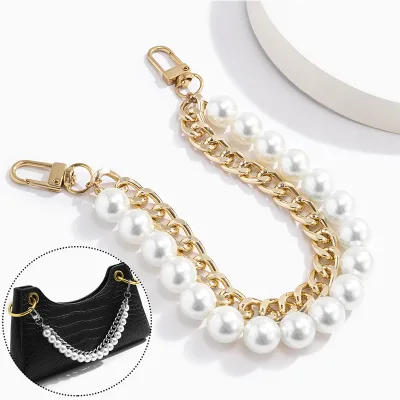 New Pearl Bag Strap for Handbag Belt DIY Purse Replacement Handles ,Cute Bead Metal Chain for Bag Accessories