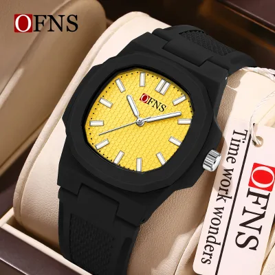 SANDA OFNS 1322 Student Watch Square Simple Fashion Silicone Strap Quartz Watch 5ATM Waterproof Luminous Wristwatch
