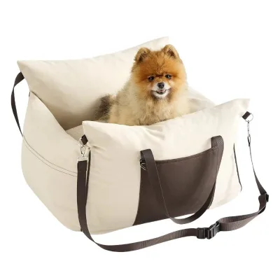 Small Dog Car Seat Waterproof Thickened Memory Foam Padded Pet Travel Bed Nylon Oxford Carry Cover with Solid Construction