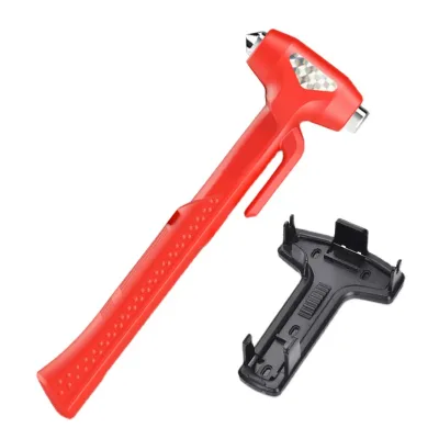 Multi-Function Car Safety Hammer With Glass Breaker Seatbelt Cutter and Wall Mount Bracket for Emergency Escape