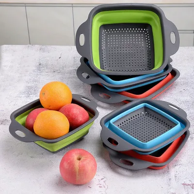 TPR Collapsible Colander Sink Colander Collapsible Camping Versatile Basket Over Sink Strainer