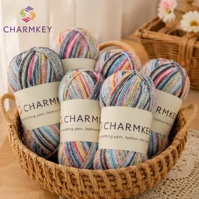 Factory Wholesale 100% Cotton Muti Color Striped Yarn Breathable Gradient Variegated Yarn for Summer Garment Hand Knitting