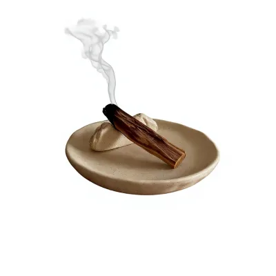 Minimalist Ceramic Incense Holder Wood Burner Tray Decorative Round Plate Dish for Home Fragrance Aromatherapy Accessory