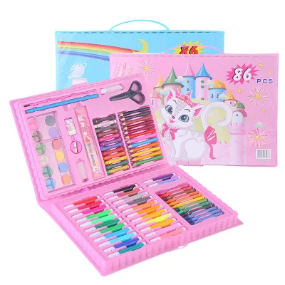 86PCS Princess Spaceman Coloring Artists Artistic Crayon Pastel Pencil Drawing Kids Stationery case Art Sets