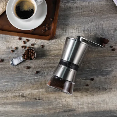 Stainless Steel Adjustable Coffee Mill Ceramic Burr Grinder Manual Coffee Bean Grinder and Spice Grinder Coffee Tools