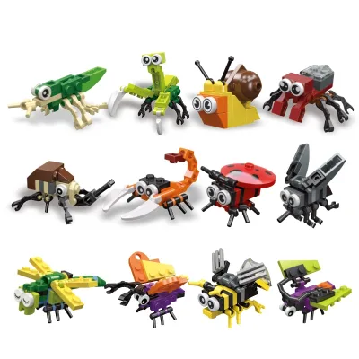 Creative Animal World Insect Building Blocks Small Particles Kids Educational Toys Little Bee Snail Puzzle Blocks