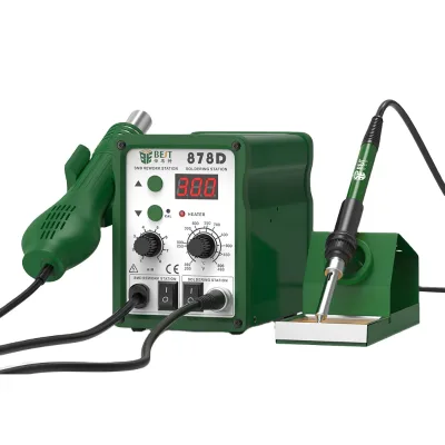 Best 878D Digital Display Lead-Free Helical Hot Air Soldering Station 110v/220v 2-in-1 Soldering Station