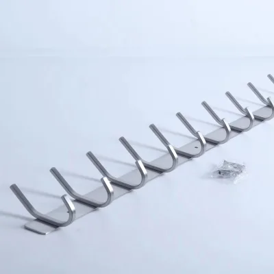 Latest Modern Heavy-Duty Stainless Steel 10 Hook Racks for Bathroom and Kitchen for Hotels Modern Robe Hooks